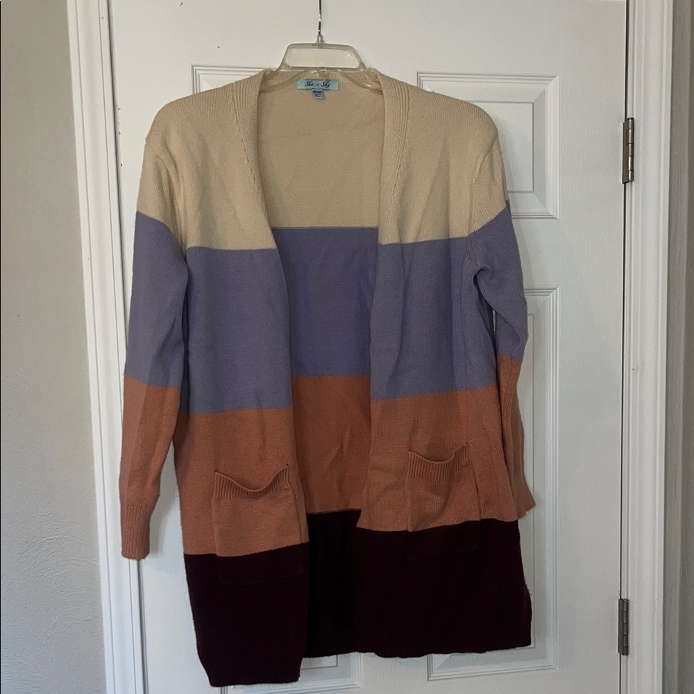 She + Sky Multicolor Striped Cardigan